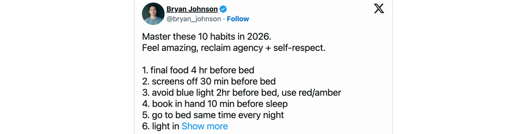 Bryan Johnson's 10 Habits for 2026